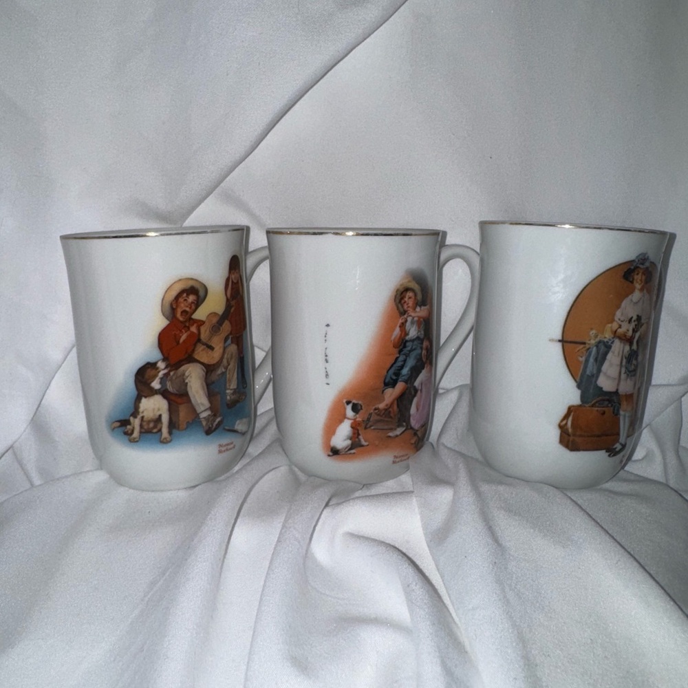 Norman Rockwell Set of 3 Mugs